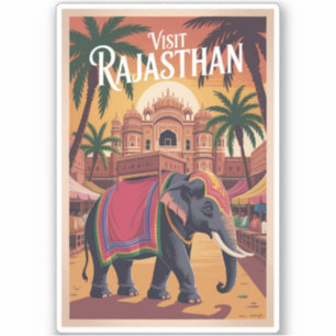 India Rajasthan Illustration Travel Art Vintage