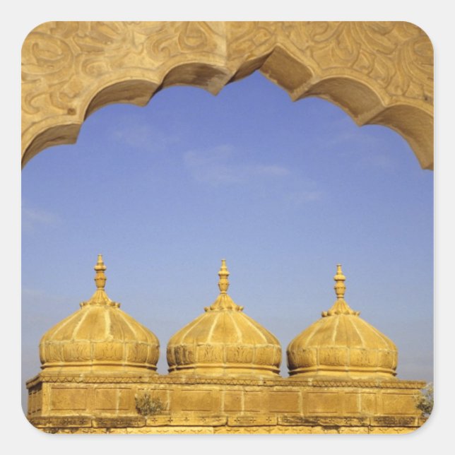 India, Rajasthan, Jaisalmer. Sandstone domes Square Sticker (Front)