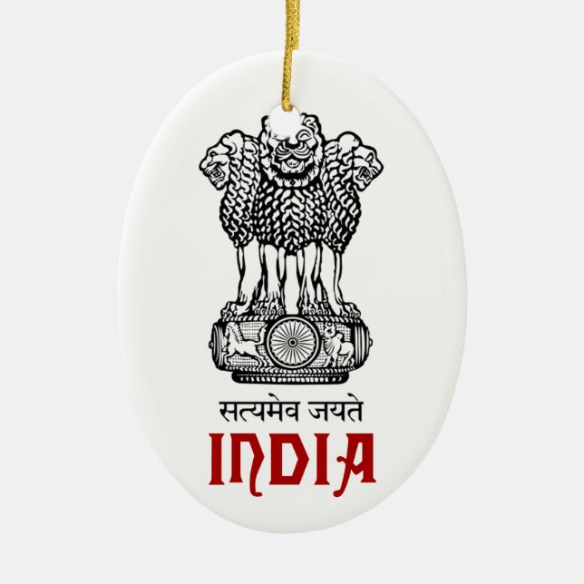 INDIA - seal/emblem/blazon/coat of arms Ceramic Tree Decoration (Front)