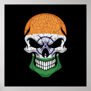India Smiling Skull Flag  Poster