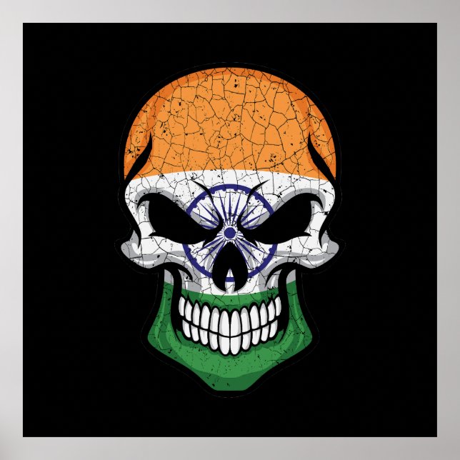 India Smiling Skull Flag  Poster (Front)