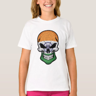 India Smiling Skull Flag T-Shirt