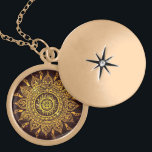 India Solar Motif Sun God Locket Necklace<br><div class="desc">Indian solar motif design in a grungy texture.</div>