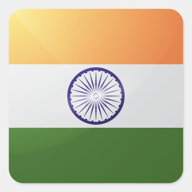 India square glossy flag sticker (Front)