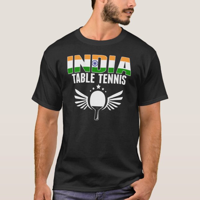 India Table Tennis   Support Indian Ping Pong Team T-Shirt (Front)
