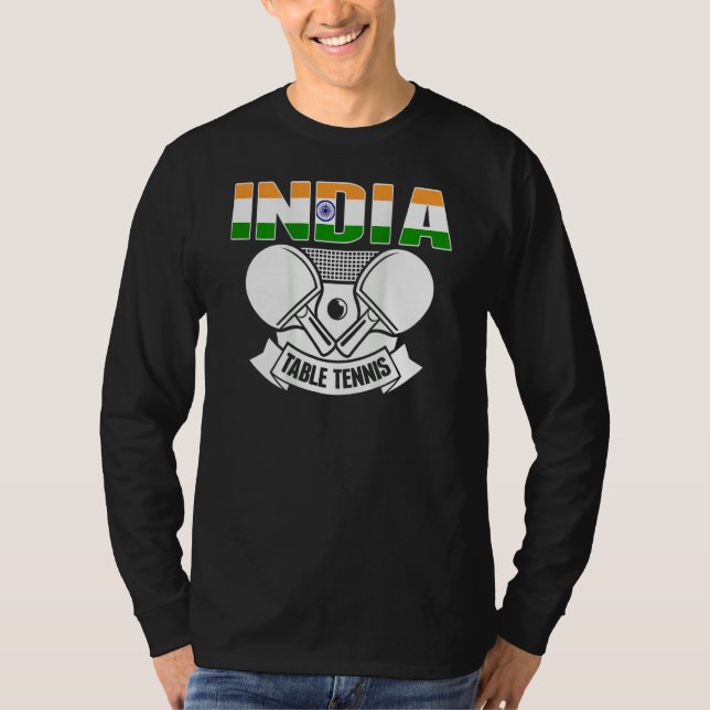 India Table Tennis   Support Indian Ping Pong Team T-Shirt (Front)