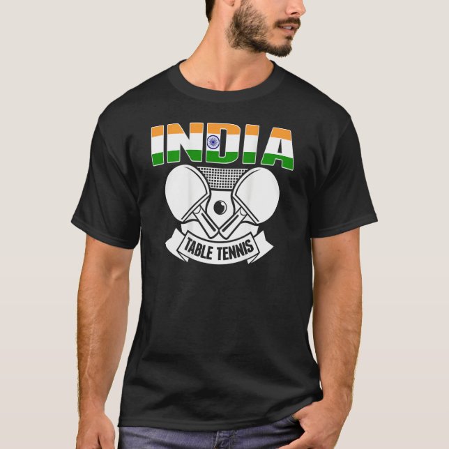 India Table Tennis   Support Indian Ping Pong Team T-Shirt (Front)