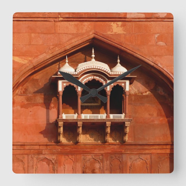 India Temple Wall Square Wall Clock (Front)