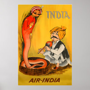 India Travel Poster Air-India Art Indian Prin