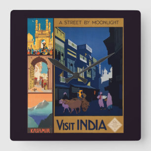 India Travel Poster collage wall clock