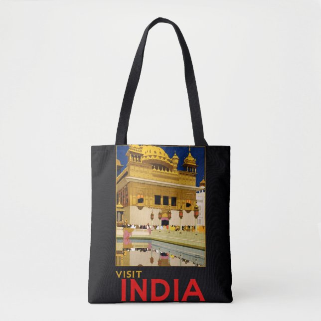 India travel poster indian vintage art tote bag (Front)
