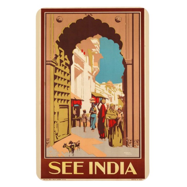 India Travel Poster magnet (Vertical)