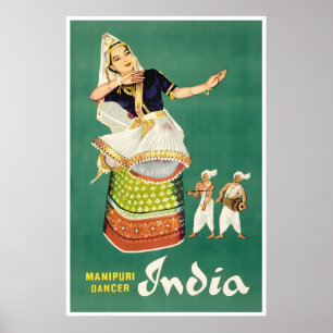 India Travel Poster Manipuri Dancer Art Print