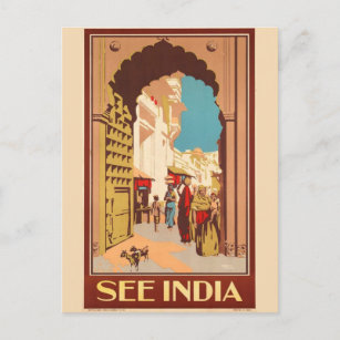 India Travel Poster postcard