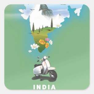 India travel poster square sticker