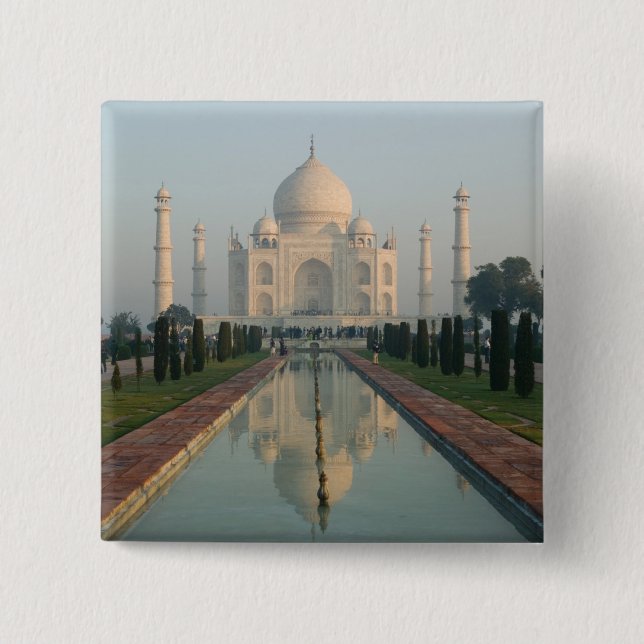 INDIA, Uttar Pradesh, Agra: Taj Mahal, Morning 15 Cm Square Badge (Front)