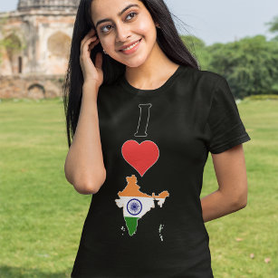 India Vertical I Love Indian Flag Map Women's T-Shirt