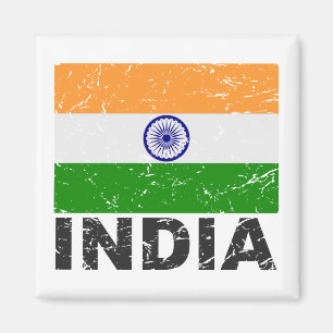 India Vintage Flag Magnet