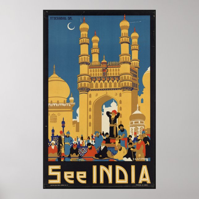 India Vintage Travel Poster Ad Retro Prints (Front)