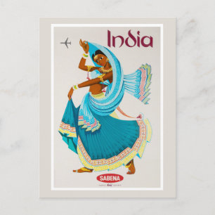 India Vintage Travel Poster Restored Postcard
