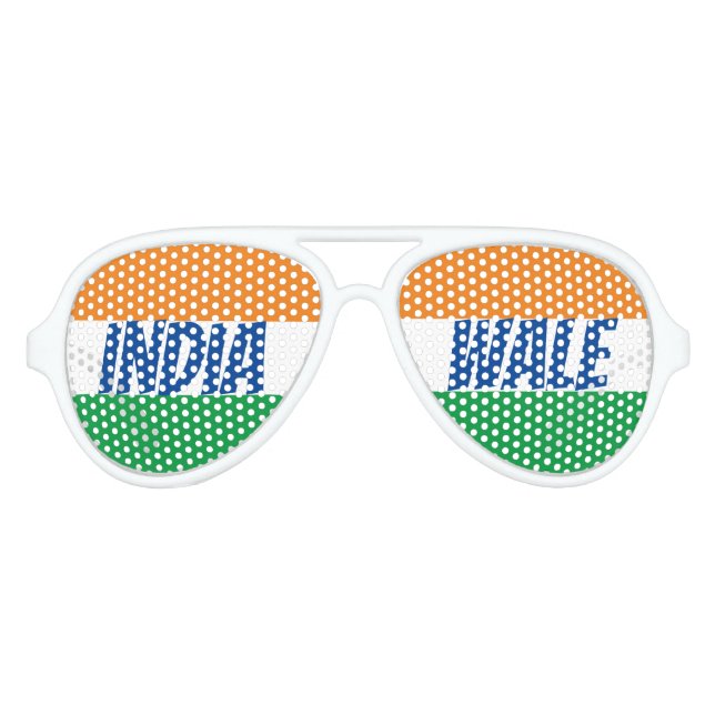 India Wale Tiranga Indian Tricolour Flag  Aviator Sunglasses (Front)