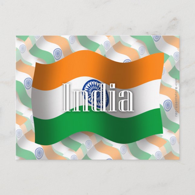 India Waving Flag Postcard (Front)