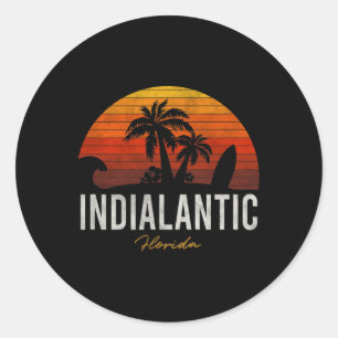 Indialantic Beach Florida Fl Palms Vacation Surf S Classic Round Sticker