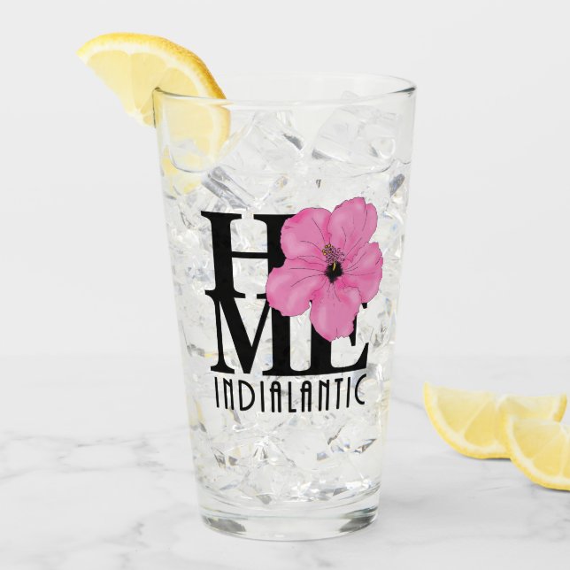 Indialantic HOME pink hibiscus Glass (Front Ice)