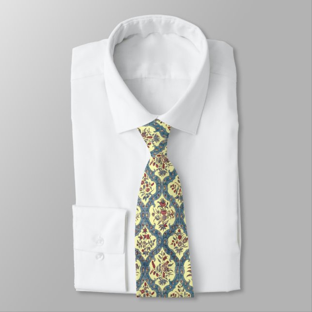 Indian 18th Century Floral Pattern Tie (Tied)