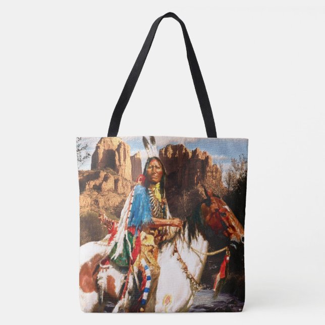 Indian 1A All-Over-Print Tote Bag (Front)