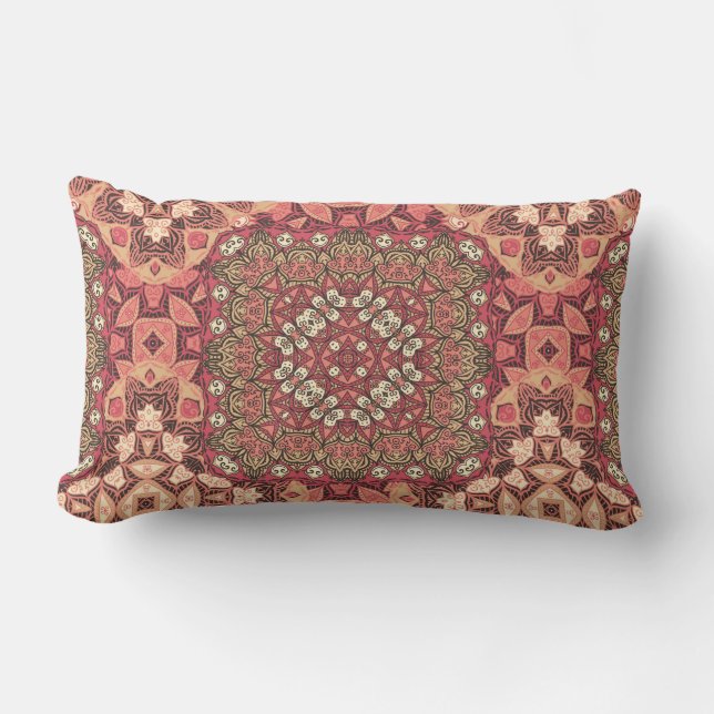 Indian abstract medallion pattern. Boho and gypsy  Lumbar Cushion (Front)