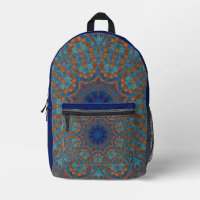 Indian All over print Blue Copper Backpack
