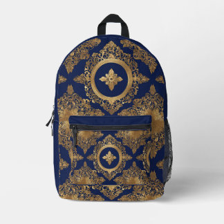 Indian All over print Blue Gold Backpack