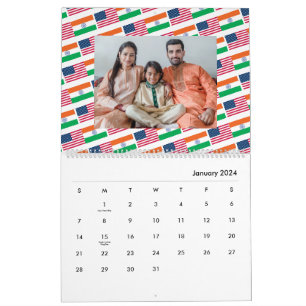Indian American Add Photo Flags  कैलेंडर  2026 Calendar