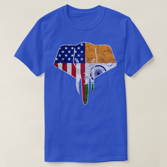Indian American Flag India Elephant T-Shirt (Design Front)