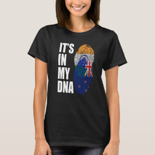 Indian And New Zealand Mix DNA Flag Heritage T-Shirt