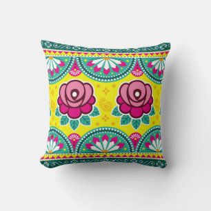 Indian and Pakistani truck art seamless long horiz Cushion