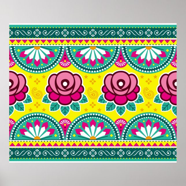 Indian and Pakistani truck art seamless long horiz Poster (Front)