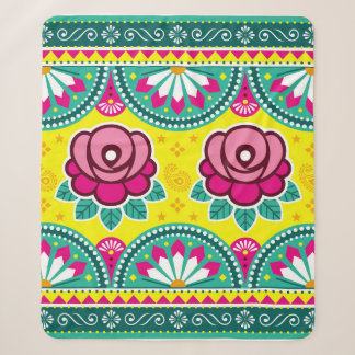 Indian and Pakistani truck art seamless long horiz Sherpa Blanket
