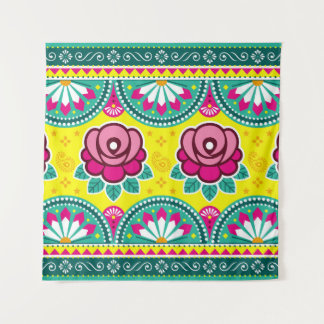 Indian and Pakistani truck art seamless long horiz Tapestry
