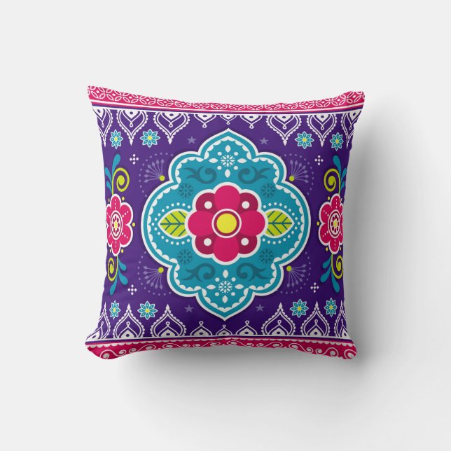 Indian and Pakistani truck art seamless pattern de Cushion (Front)