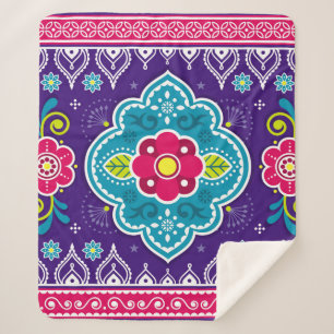 Indian and Pakistani truck art seamless pattern de Sherpa Blanket