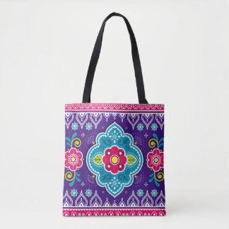Indian and Pakistani truck art seamless pattern de Tote Bag