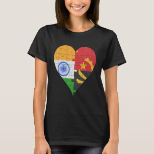 Indian Angolan Flag Heart T-Shirt