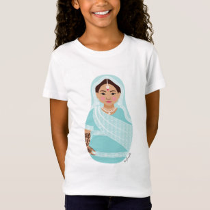 Indian (Aqua) Matryoshka Girls' T-Shirt