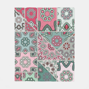 Indian Arabic Patchwork Quilt Vintage Fleece Blanket