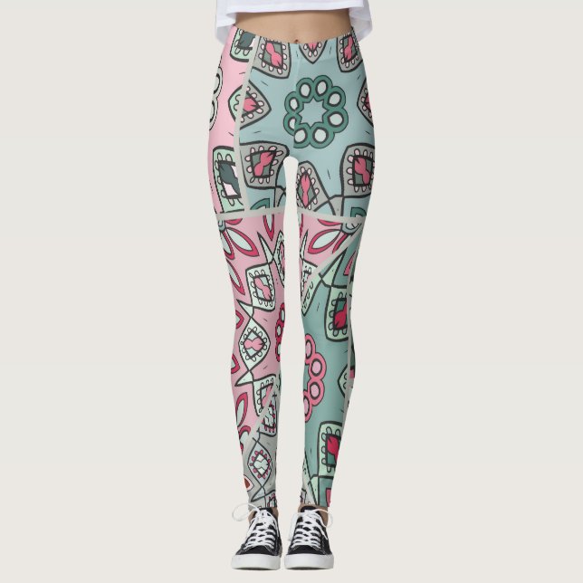 Indian Arabic Patchwork Quilt Vintage Leggings (Front)