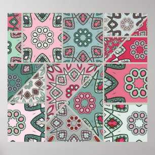 Indian Arabic Patchwork Quilt Vintage Poster