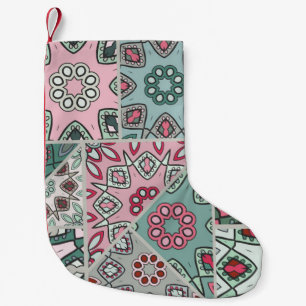 Indian Arabic Patchwork Quilt Vintage Small Christmas Stocking