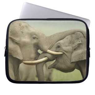 Indian Asian Elephants play Fighting Laptop Sleeve